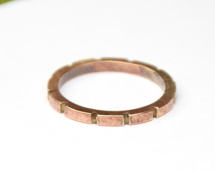 Brass Ring Solid Hand Carved Gold band Size 6 Unisex Golden Promise Rings