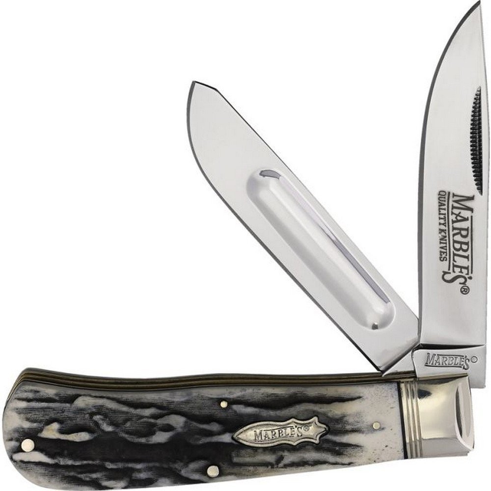 Marbles Jumbo Trapper Pocket Knife Stainless Clip - Spey Blades - MR674 KB222M