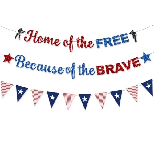 Pre-Strung Memorial Day Decorations Banner Thank You Veterans Days Glitter