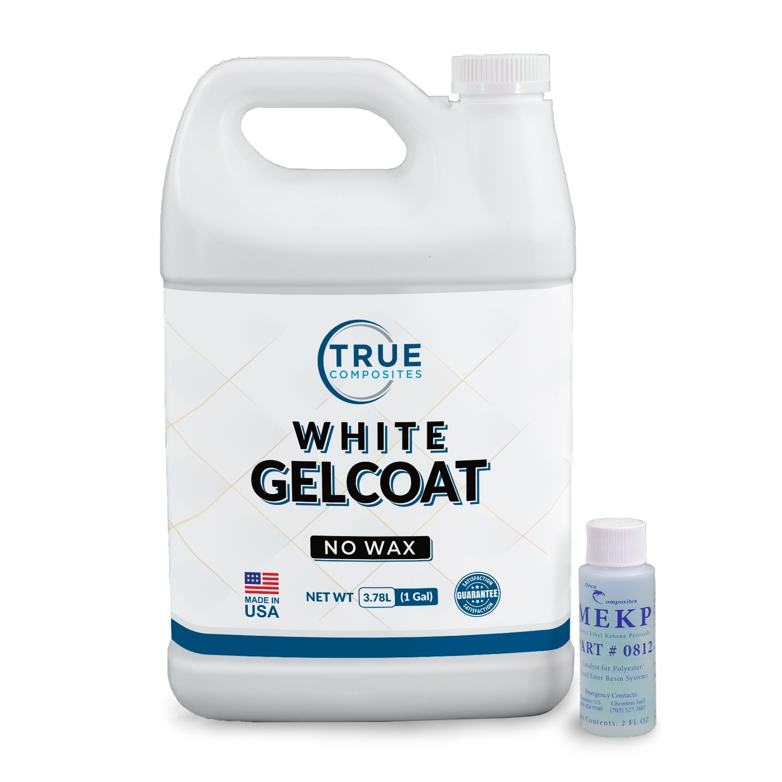 White Gelcoat No Wax Coat Base with Hardener Fiberglass Marine Boat Repair 1 Gal