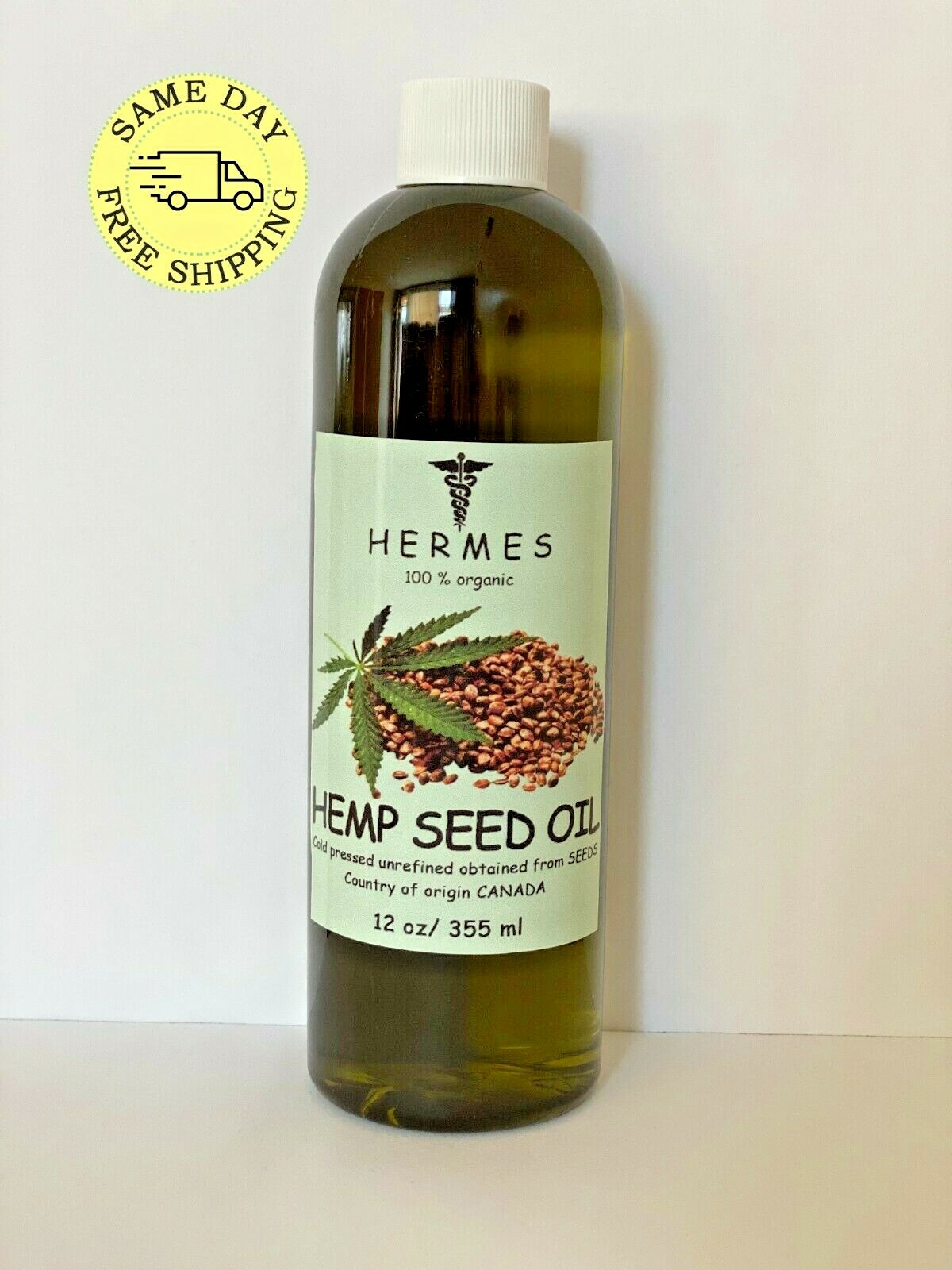HEMP OIL by HERMES ORGANIC UNREFINED COLD PRESSED 2 oz - 16 oz