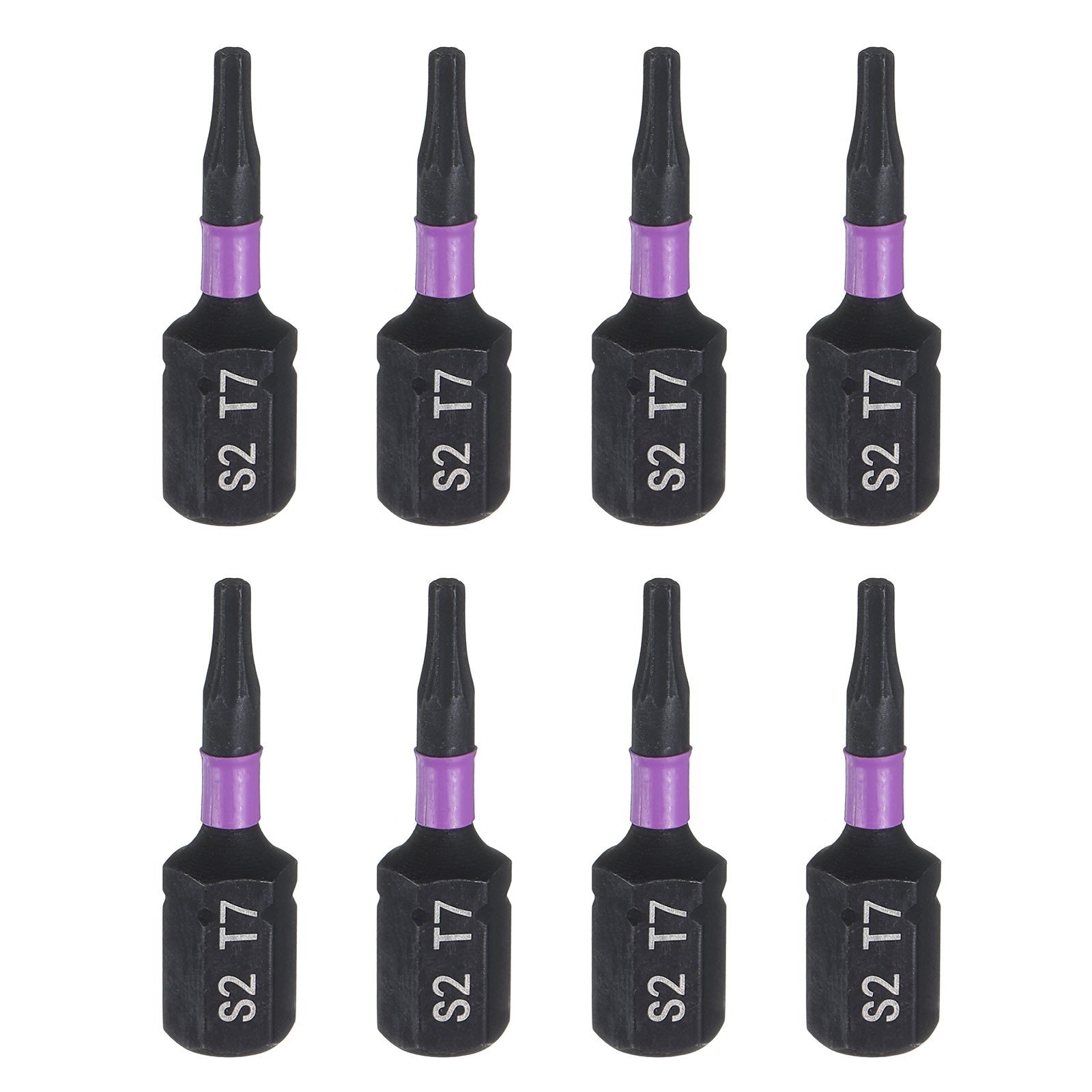 8pcs T7 Magnetic Torx Screwdriver Bit 1/4" Hex Shank 25mm Length Industrial Bits