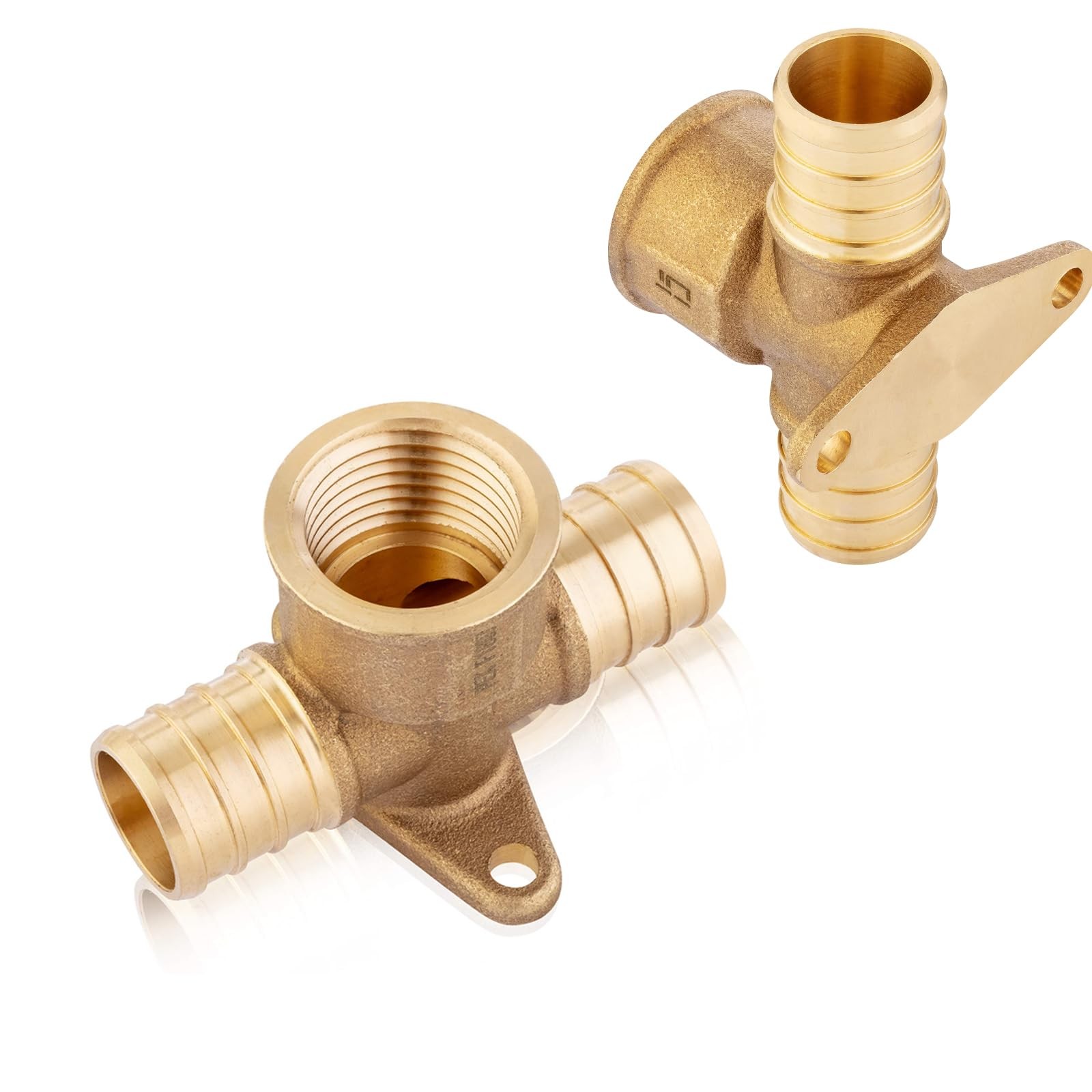 (Pack of 2) EFIELD 3/4" Pex x x Female NPT Drop-ear Tee Brass