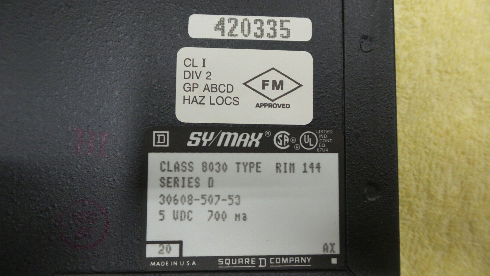 Square D Sy/Max Class 8030 Type RIM 144, Series D , USED, BCD/GRAY Code, F5