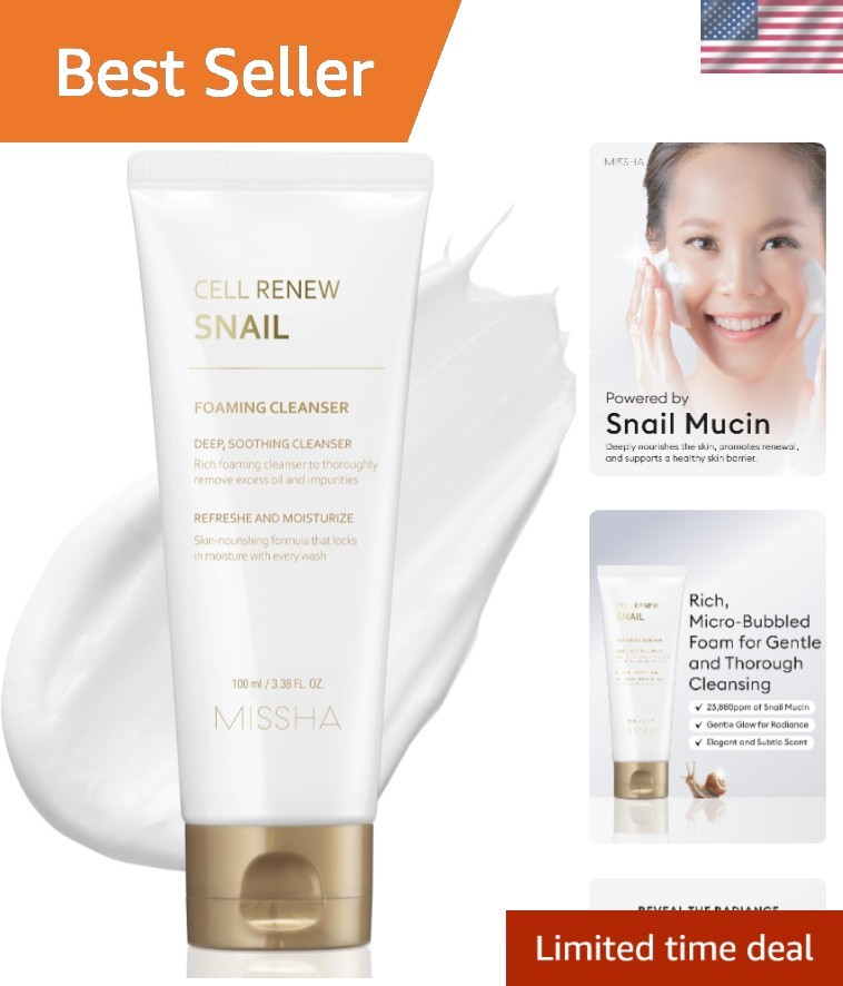 Creamy Foaming Snail Cleanser 3.38oz - Gentle and Nourishing Facial Wash