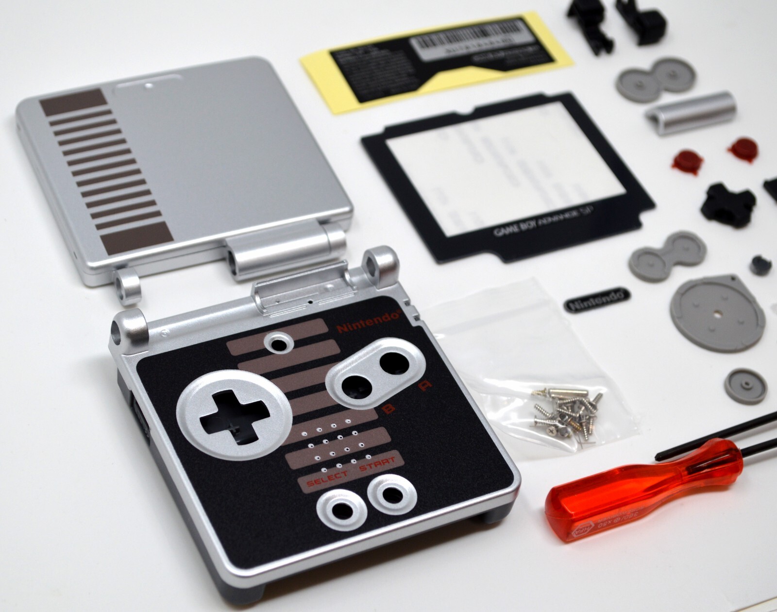 GBA SP Game Boy Advance SP Replacement Housing Shell Screen Lens (RETRO NES)