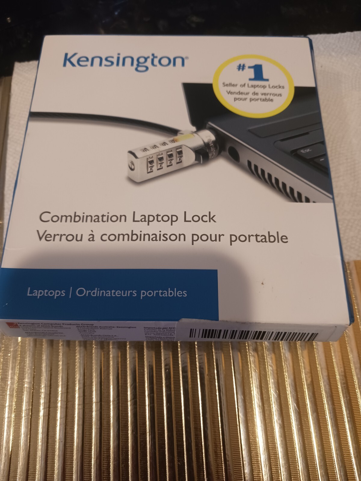 Kensington  Combination Laptop Lock,  Carbon Strengthened Steel Cable B1