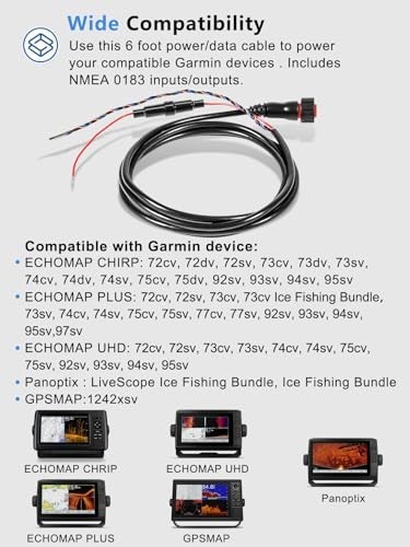 4-Pin Power/Data Cable for echoMAP, GPSMAP, Panoptix - Threaded, Upgraded Versio
