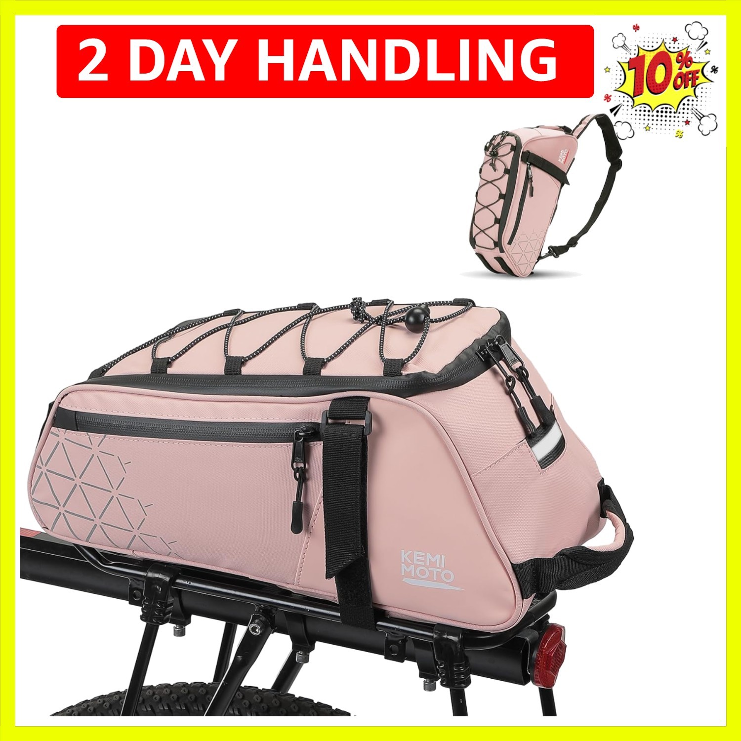 Rear Bike Rack Bag - 8L PVC Water Resistant Ebike Bags for Bicycle Rear Rack,...