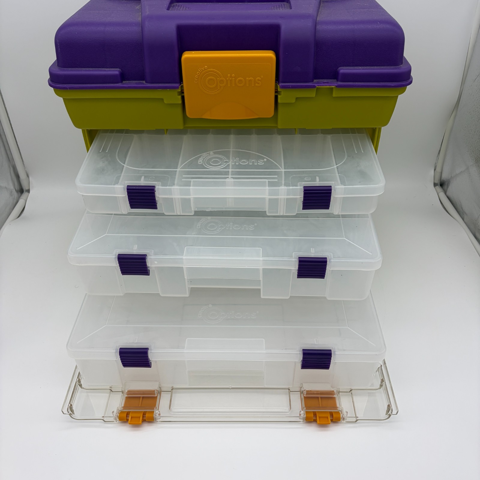 Creative Plano 1373 Multi-Tier Craft Scrapbook Storage Organizer 3 Clear Cases