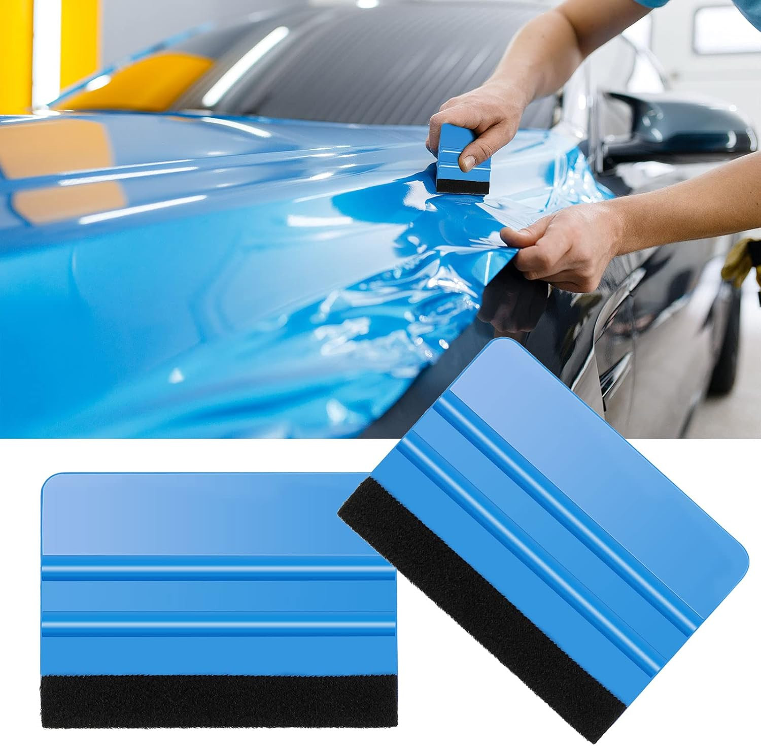 12 Pieces Plastic Felt Edge Squeegee Tool Vinyl 4 Inch Felt Squeegee Applicator
