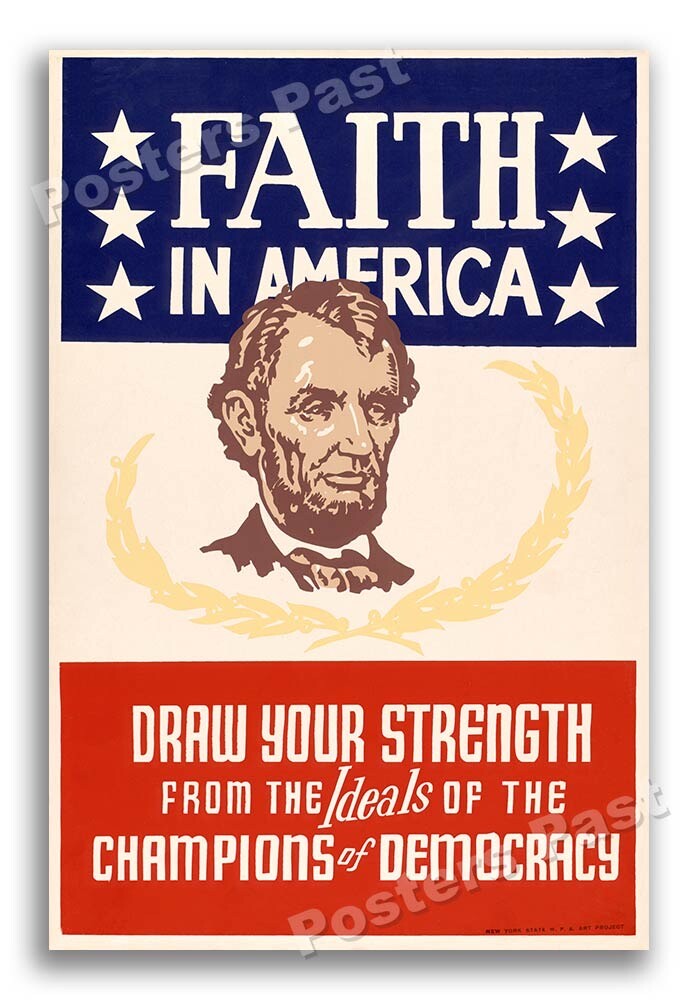 “Faith in America” WPA 1941 Vintage Style World War 2 Poster - 16x24