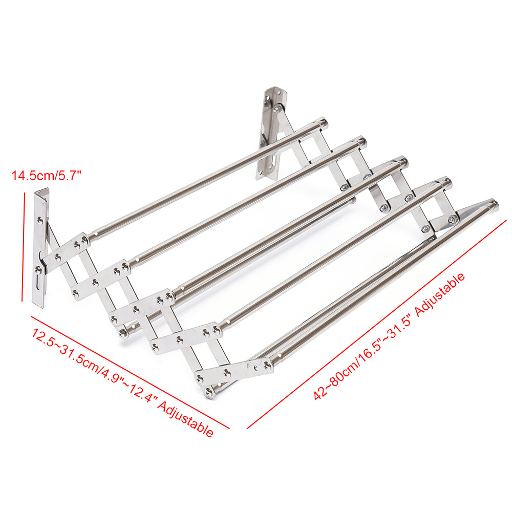 Wall-Mounted Clothes Drying Rack Stainless Steel Retractable Laundry Drying Rack