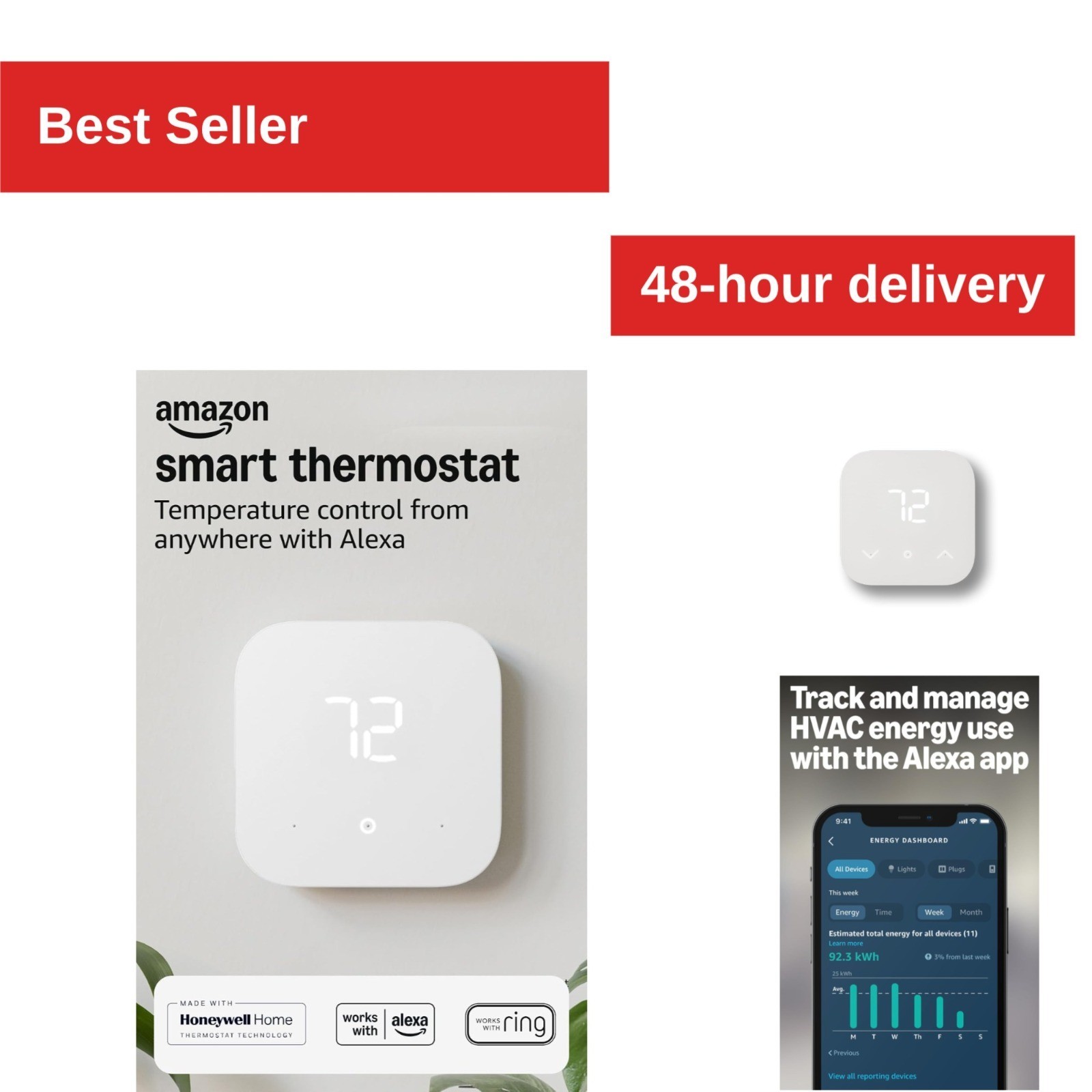 Amazon Smart Thermostat - Works with Alexa & Ring - Energy Saving