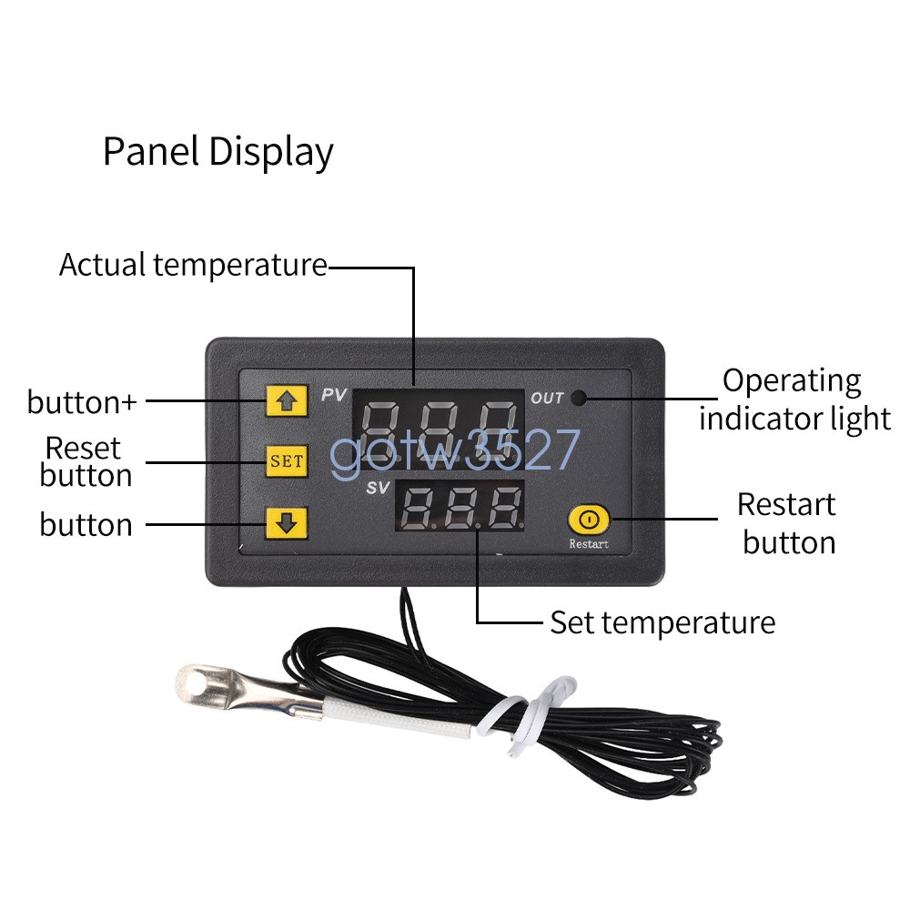 W3230 Digital Temperature Controller Thermostat 20A -55℃-120℃ Relay Output DC/AC