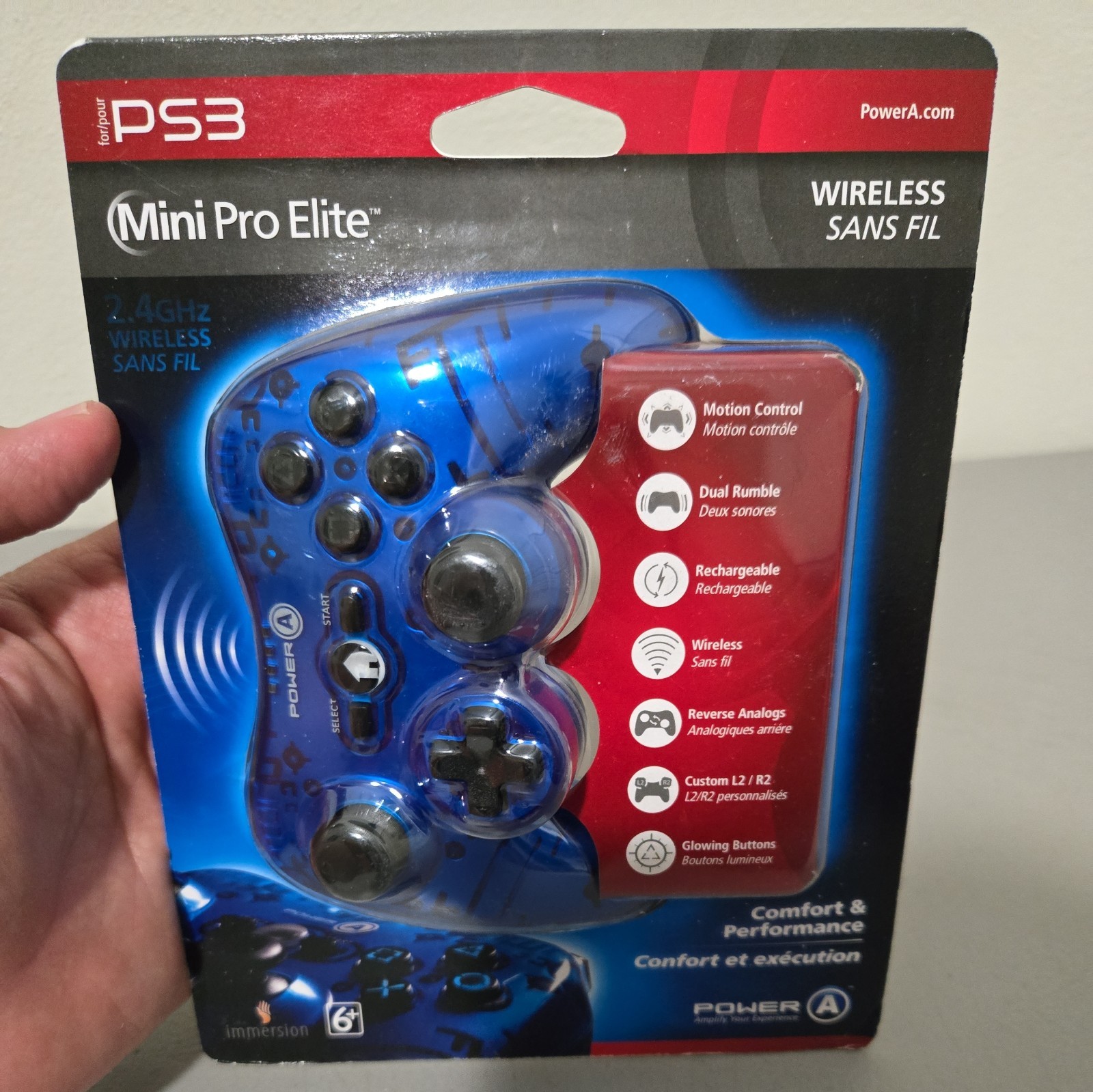 PowerA Mini Pro Elite Wireless Controller PS3 Blue New Sealed Motion Control
