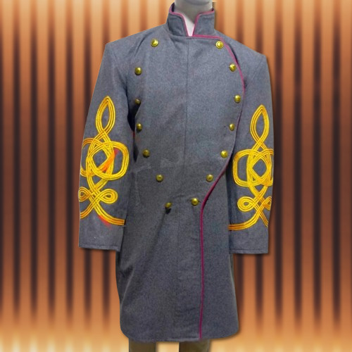 New Men’s Gray Woolen Major & Colonel’s Confederate Officer Frock Coat