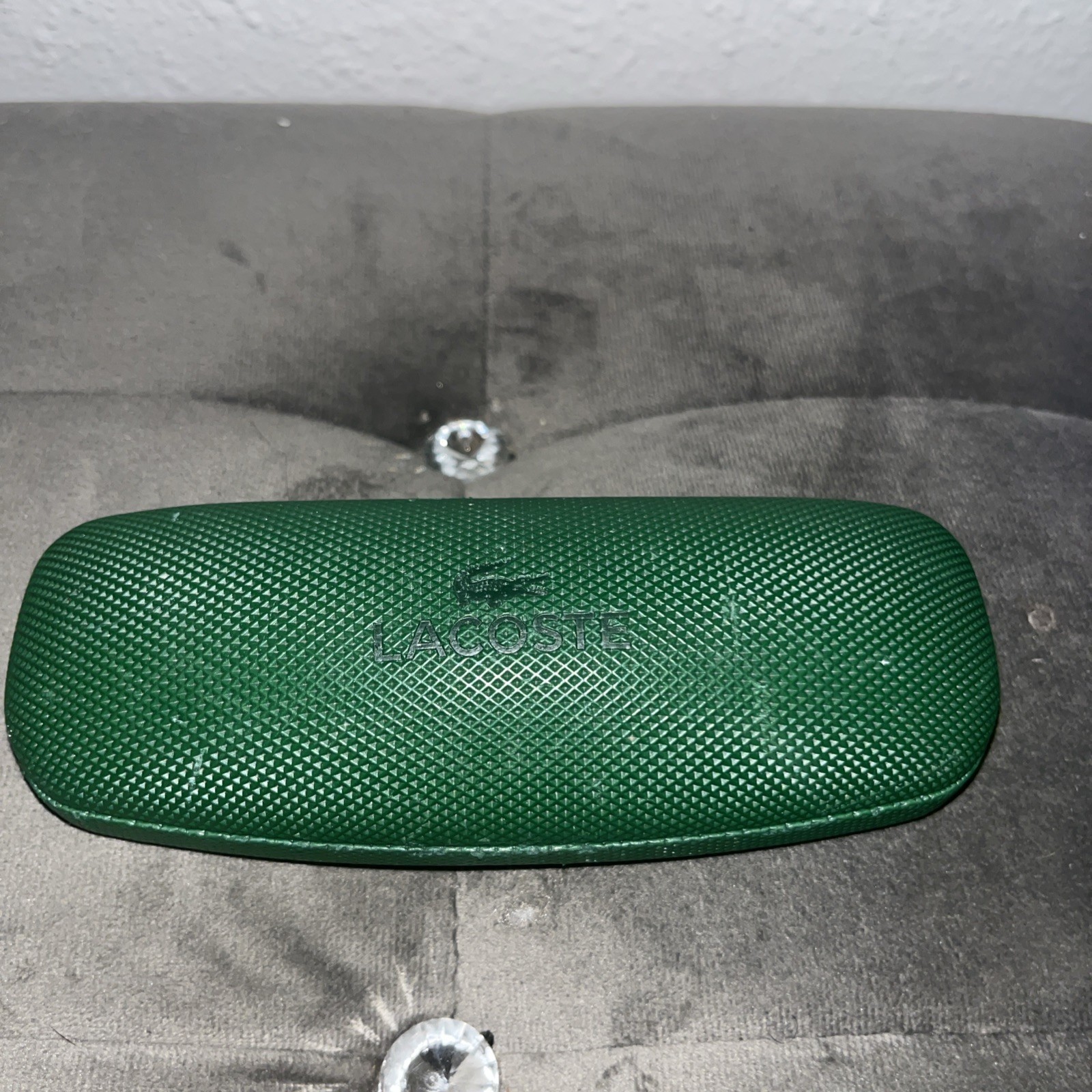 Lacoste Hard Case Green Eyeglass Flip Top Plastic with Cleaning Cloth