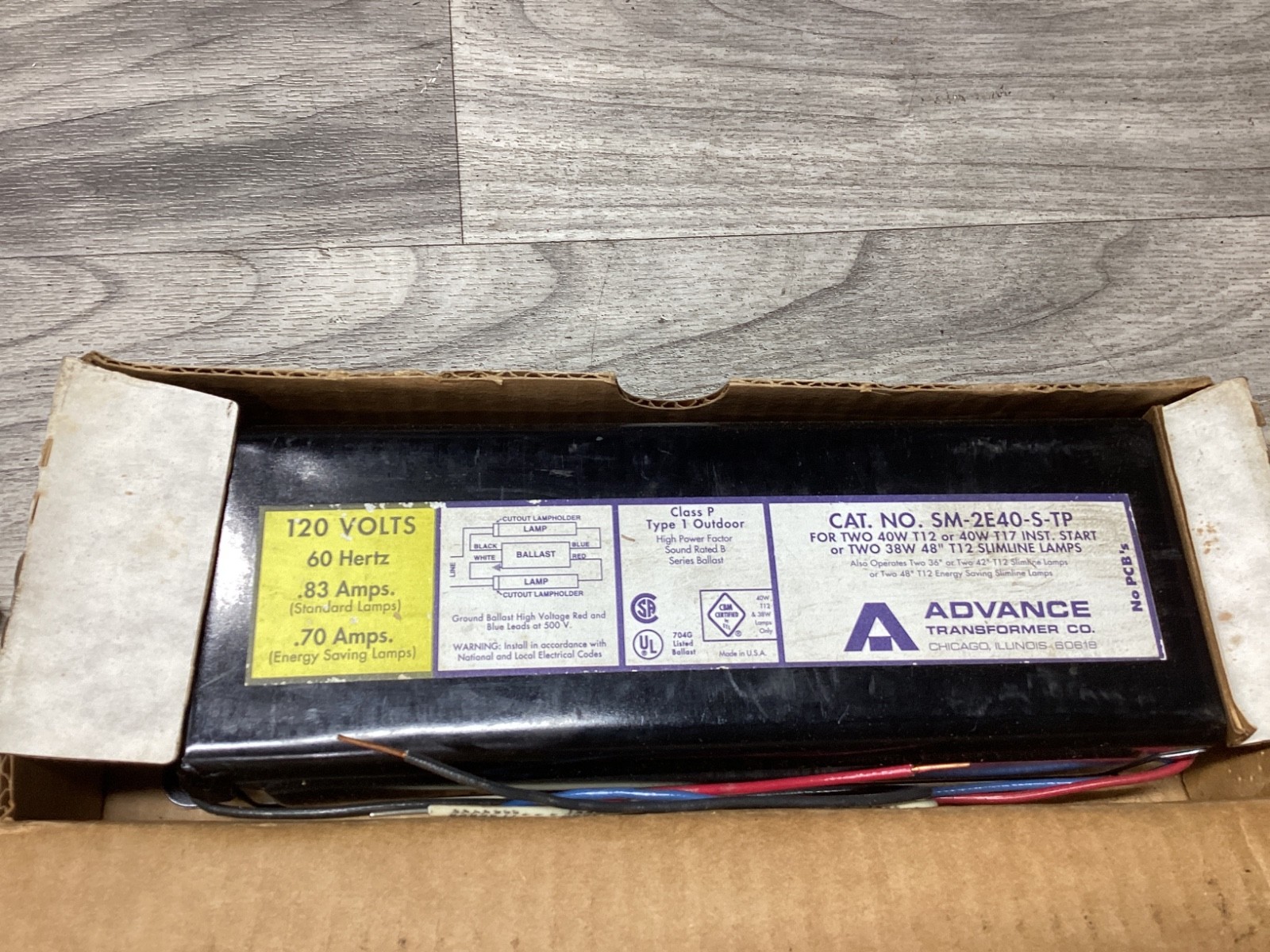 Advance Transformer SM-2E40-S-TP Power Factor Sound Rated Ballast #112D129PR5*SI
