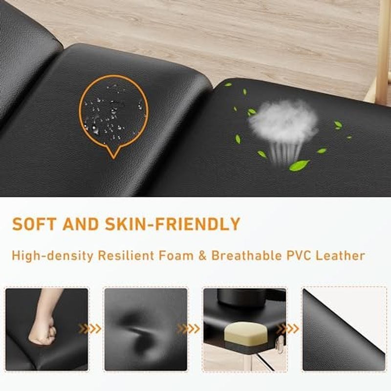 Massage Table Portable 84" 3 Sections Reclining Massage Bed Lash Bed Spa Bed