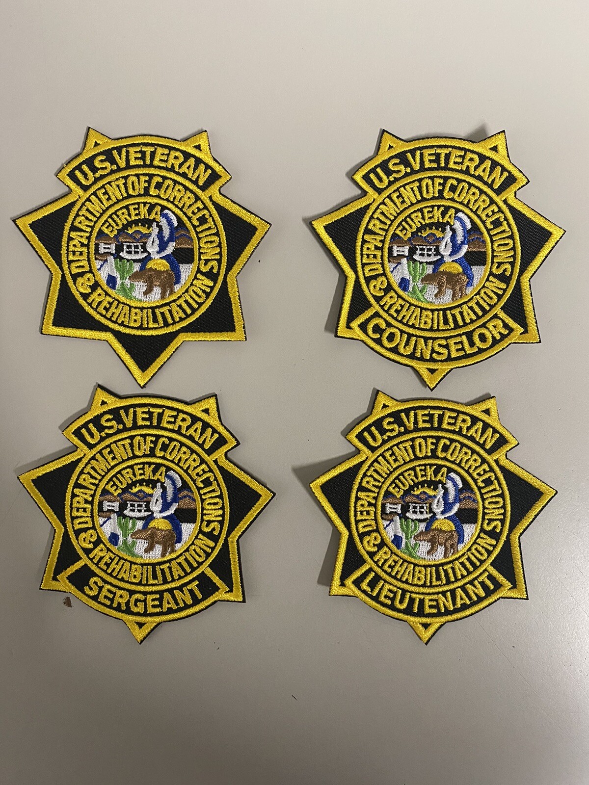 California Department Of Corrections CDCR US VETERAN Badge Patch LOT Set 4