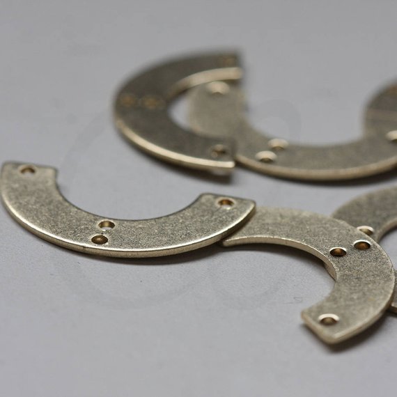 10 Pieces Raw Brass Half Circle with 4 Holes - 25x12.7mm (CW-3866C-D-467)