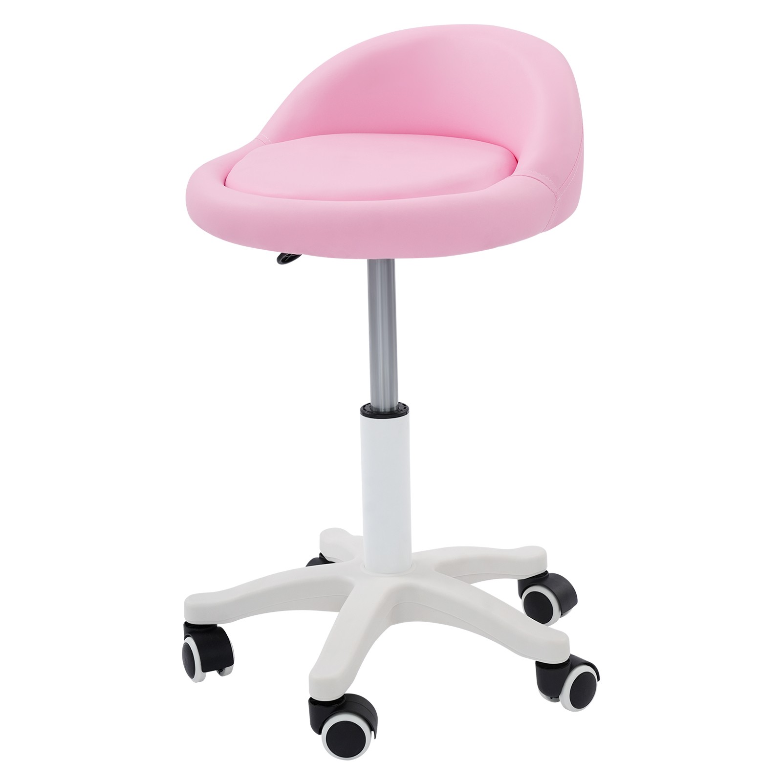 Salon Stool Pink Adjustable Height 14.57-19.69 Inch PU Leather Beauty Spa Chair