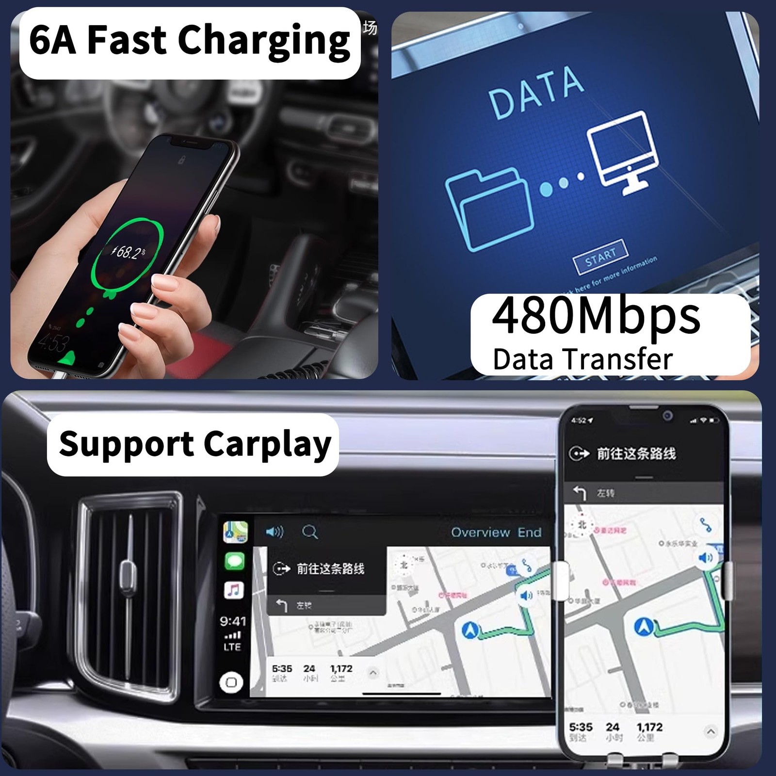 USB C To USB C Coiled Cable Right Angle Type C Spring 6A Fast Charging Cord