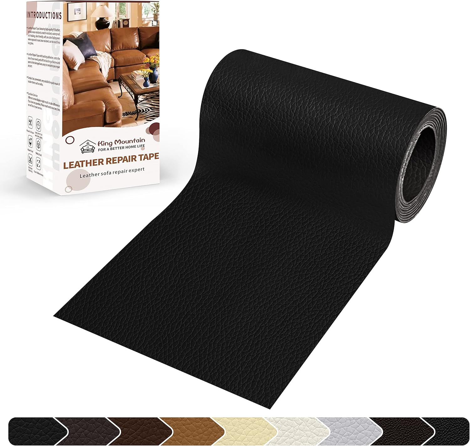 KING MOUNTAIN Leather Repair Patch,4 X 63 Inches Self Adhesive Leather Repair Ta