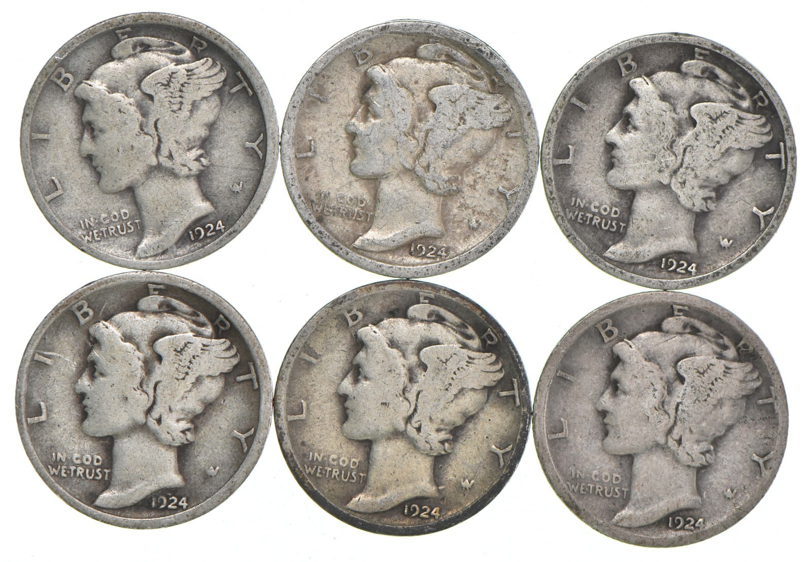 VG+ 1924-D Mercury 90% Silver Dime