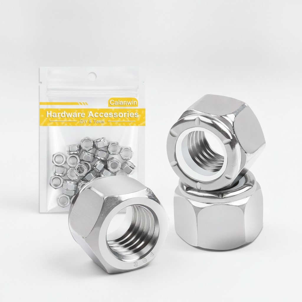 50Pc Stainless Steel Hex Lock Nuts 5/16"-18 - Nylon Insert for Secure Fastening