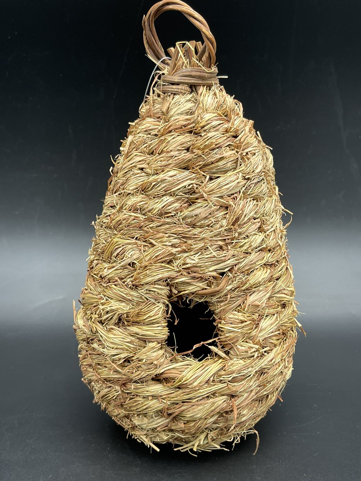 Vintage Outdoor Hanging Woven Straw Birdhouse Nest Basket Humming Bird House 9"