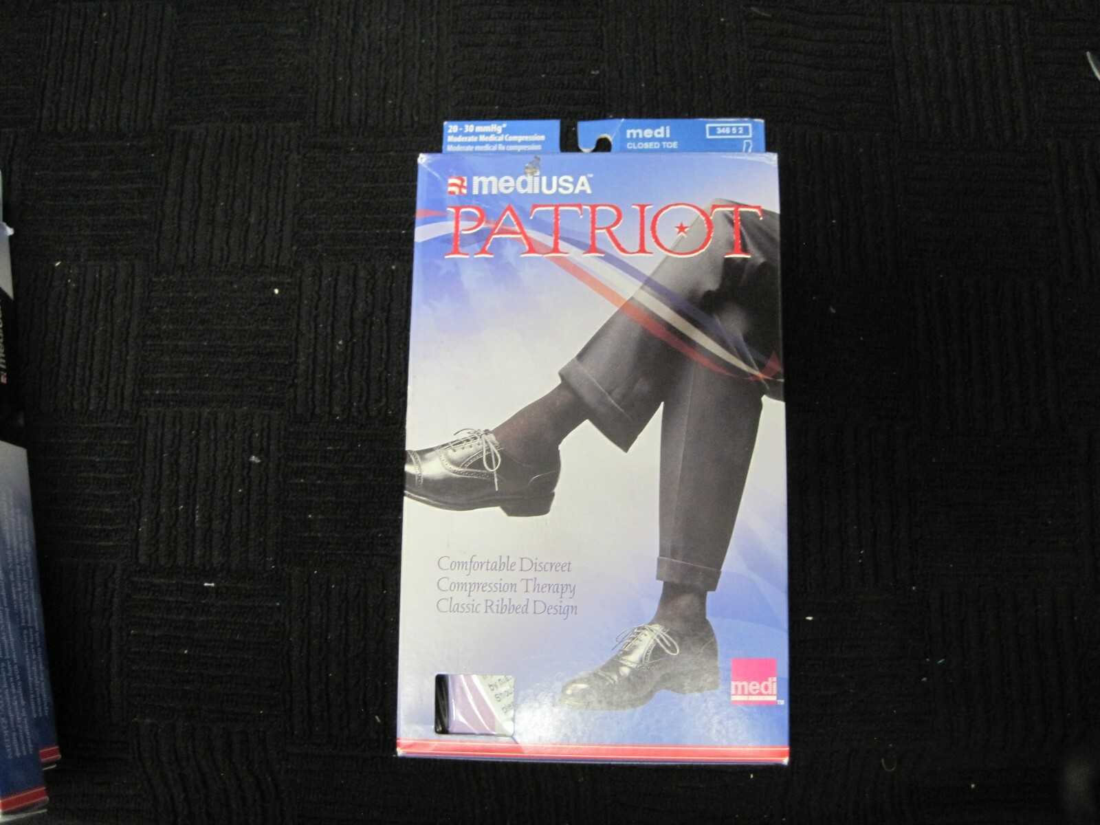 MediUSA Patriot Over the Calf 20-30 mmHg Closed Toe Socks Black Size II 34652
