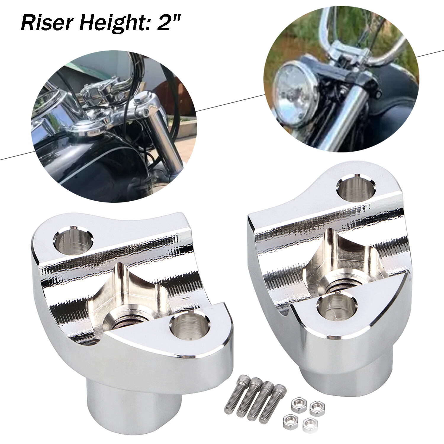 Chrome 2" Handlebar Risers Bottom For Harley Dyna Street bob Softail Sportster