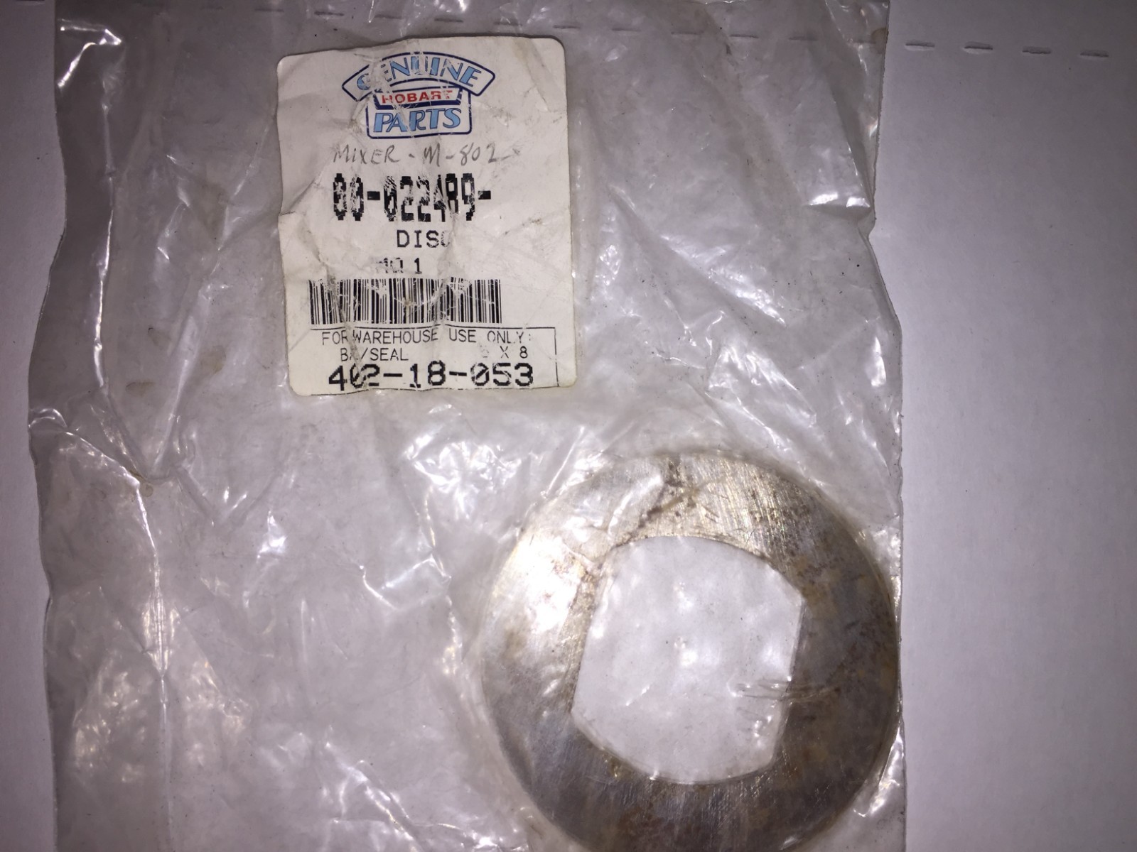 Hobart 00-022489 Disc Genuine OEM Parts