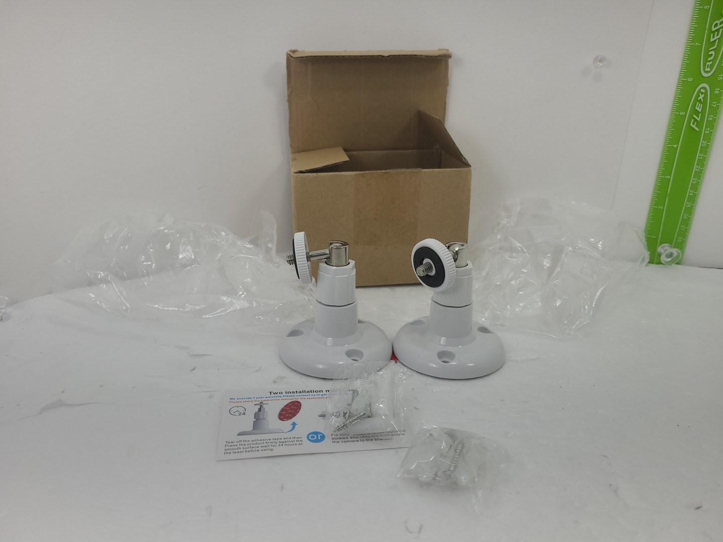 Lot of 2 Outdoor Indoor Security Camera Mount White w/ Hardware NG430-0004-01