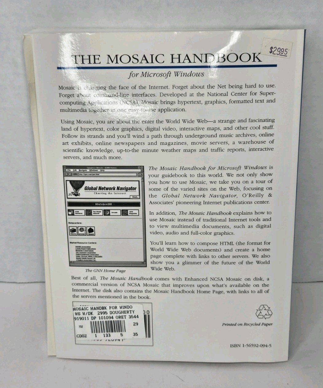 The Mosaic Handbook For Microsoft Windows Dougherty & Koman With Software 3.5"