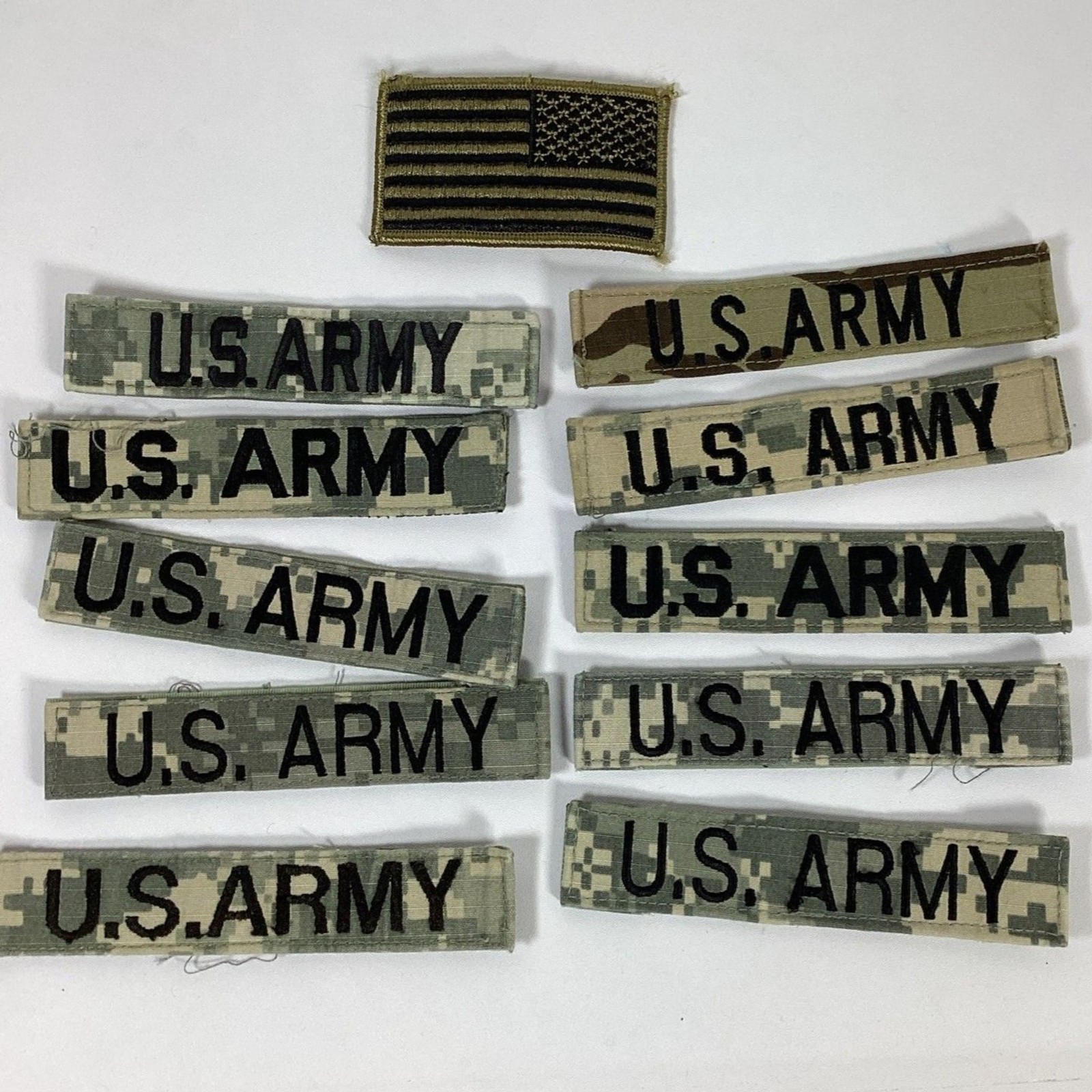 US Army Name Tape Lot Flag Patch USGI Nametape Tag Hook Loop