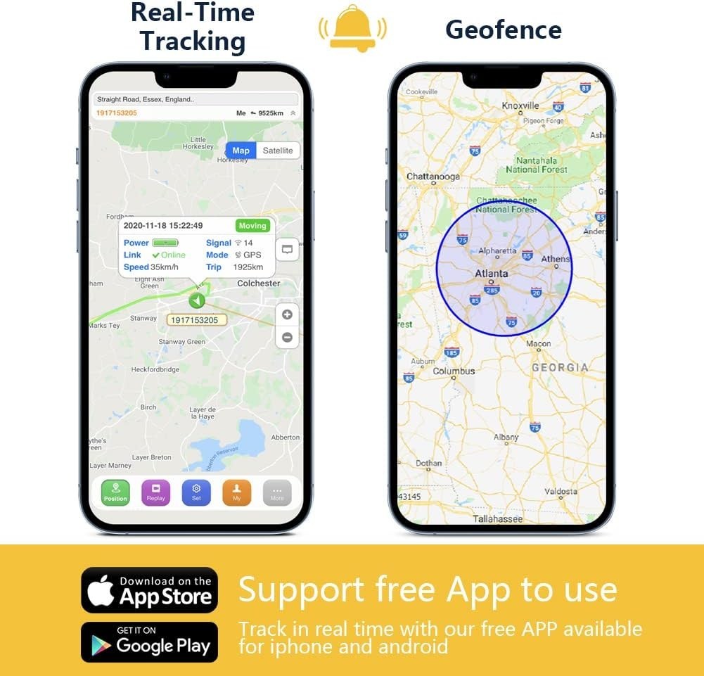 Real Time GPS Tracker No Subscription + 1 Year Plan + Free App +History Playback