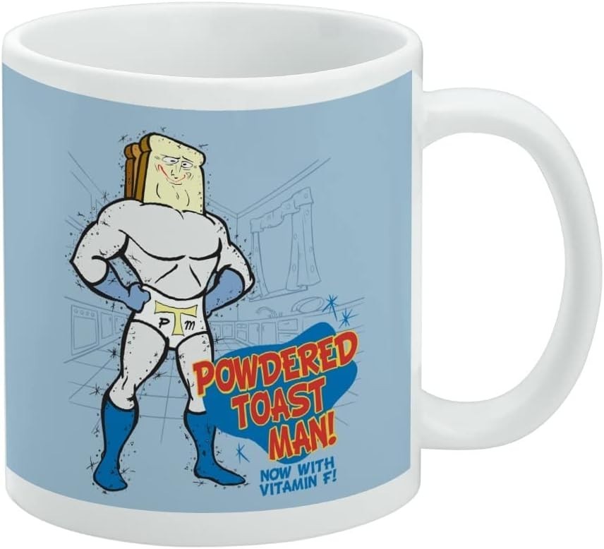 Ren and Stimpy Powdered Toast Man Licensed Ceramic Coffee Mug Gift 11 OZ
