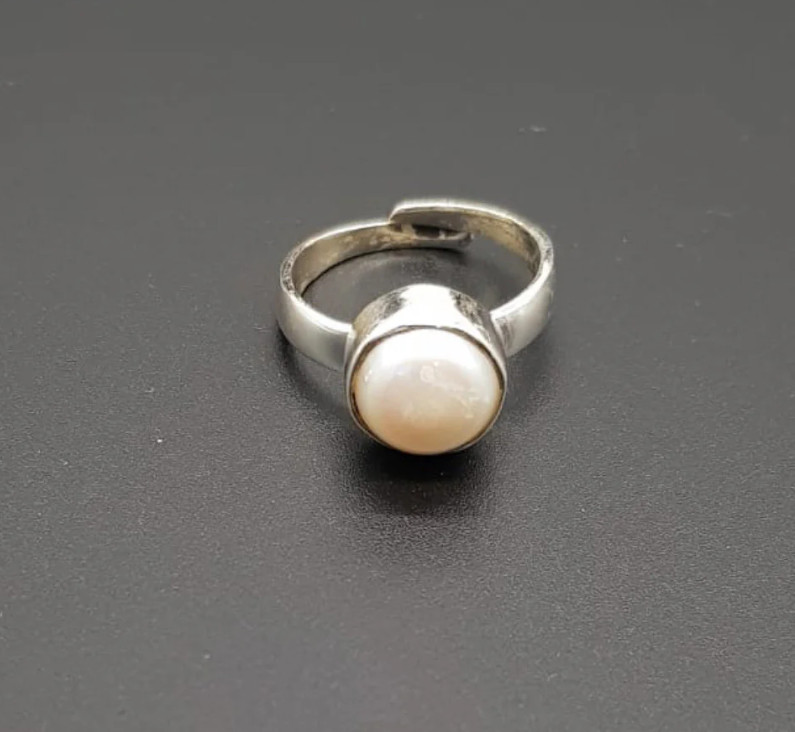 Natural Pearl Silver Ring Handmade Adjustment Men's Ring Astrological Men's Ring