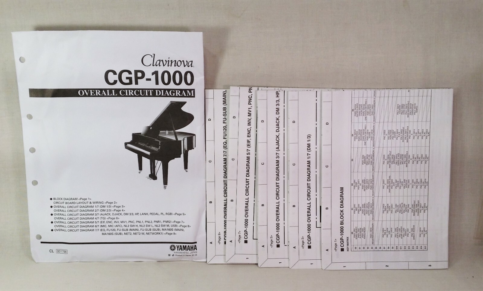 Original Yamaha Overall Circuit Diagram - CGP-1000 Electronic Piano