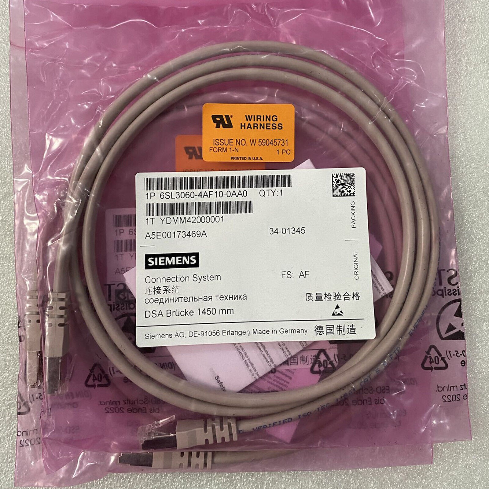 6SL3060-4AF10-0AA0 1PC NEW SIEMENS SINAMICS DRIVE-CLIQ CABLE 6SL3 060-4AF10-0AA0