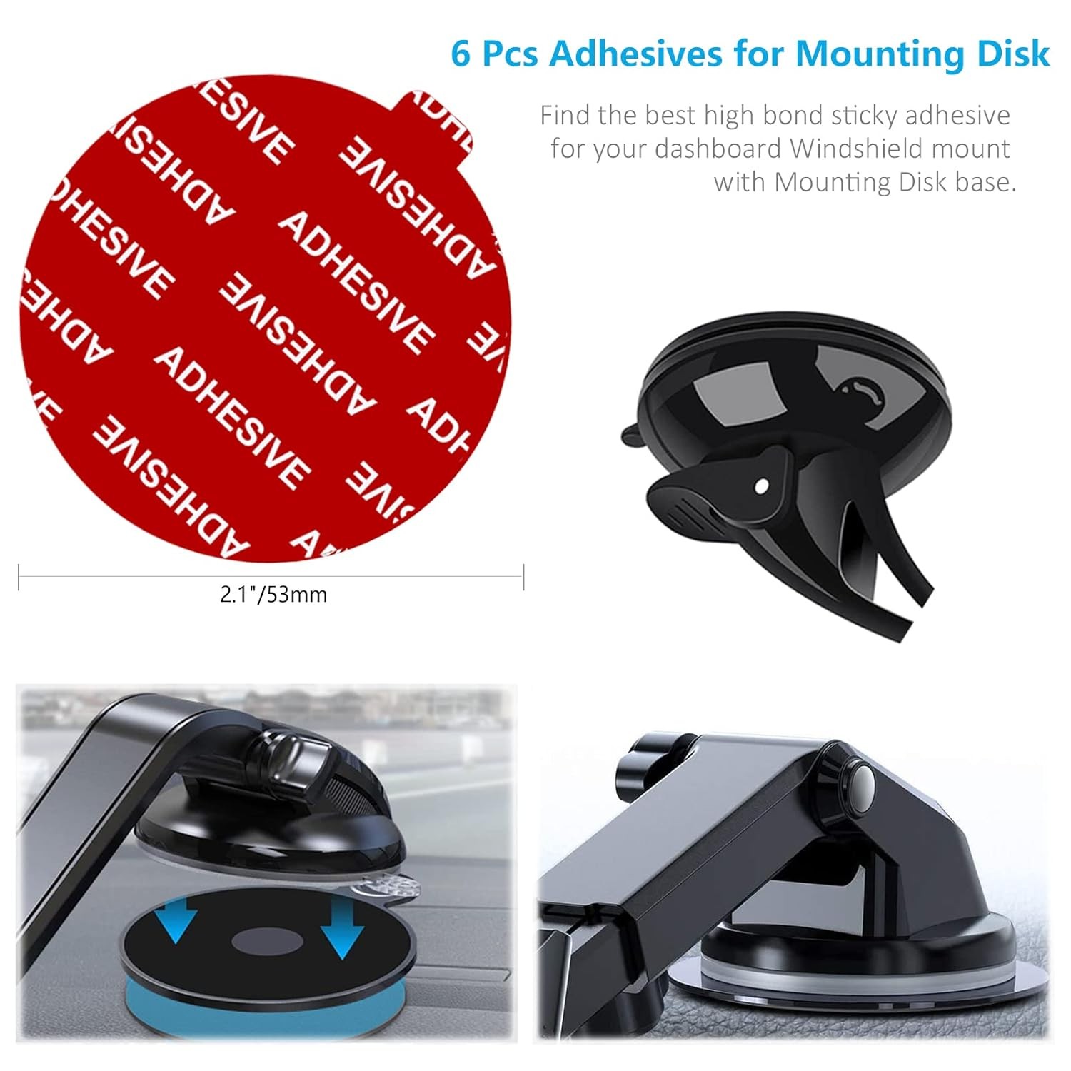 Dashboard Pad Mounting Disk Sticky Adhesive Replacement Kit, PKYAA 6pcs Clear