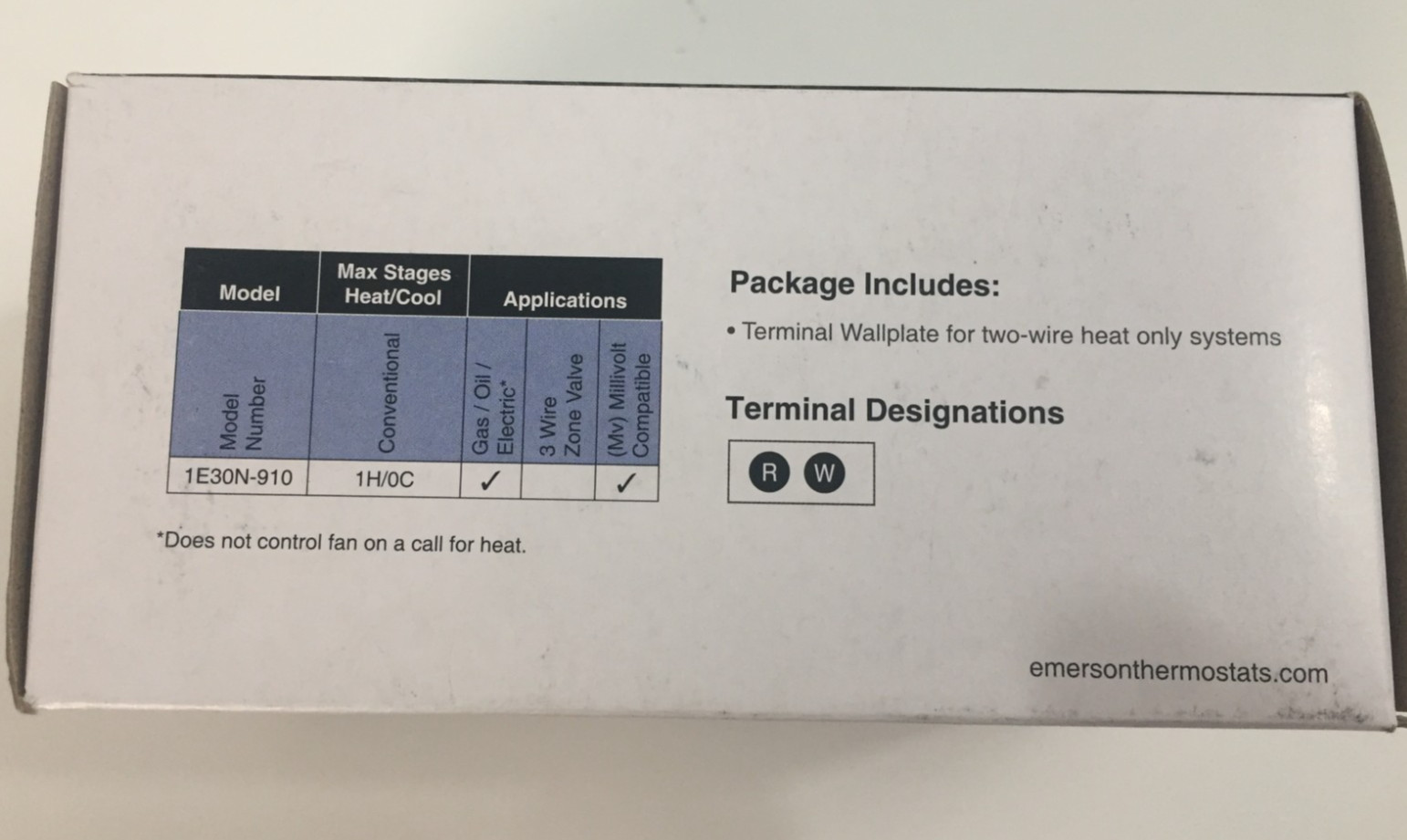 Emerson 1E30N-910 Mechanical Thermostat Conventional C " Heat ONLY"