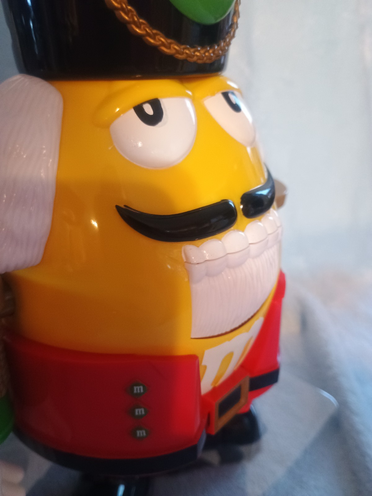 M&M Candy Nutcracker Yellow Can Dispenser With No Candy