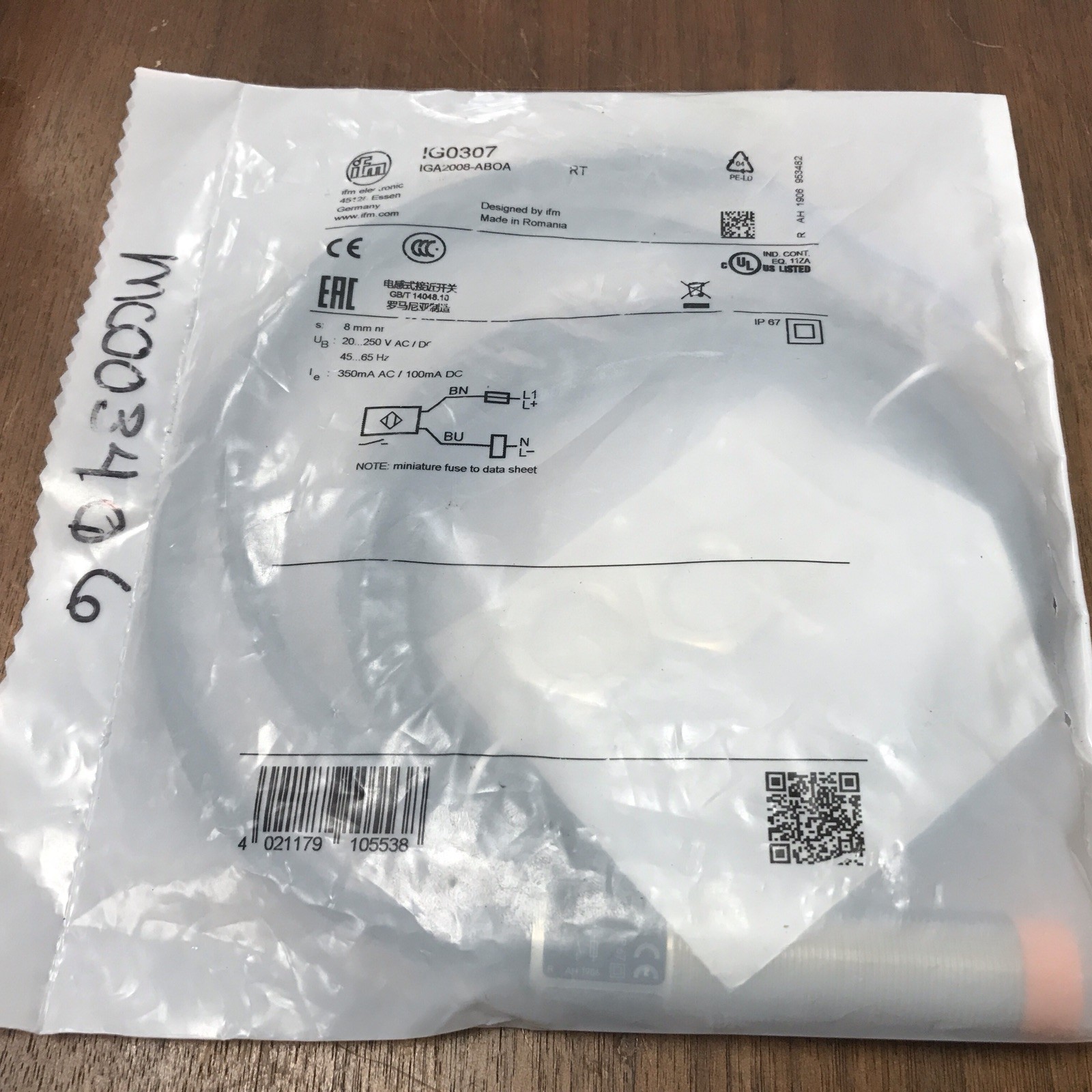 IFM EFECTOR IG0307 Inductive Sensor  IGA2008-ABOA NEW IN SEALED PACKAGING
