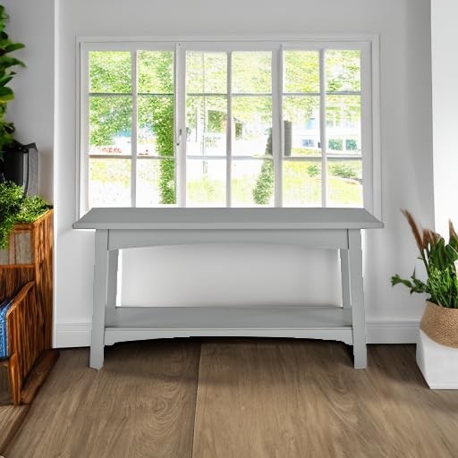 Craftsbury 36" Wood Entryway Bench with Storage Shelf – Dove Gray Accent