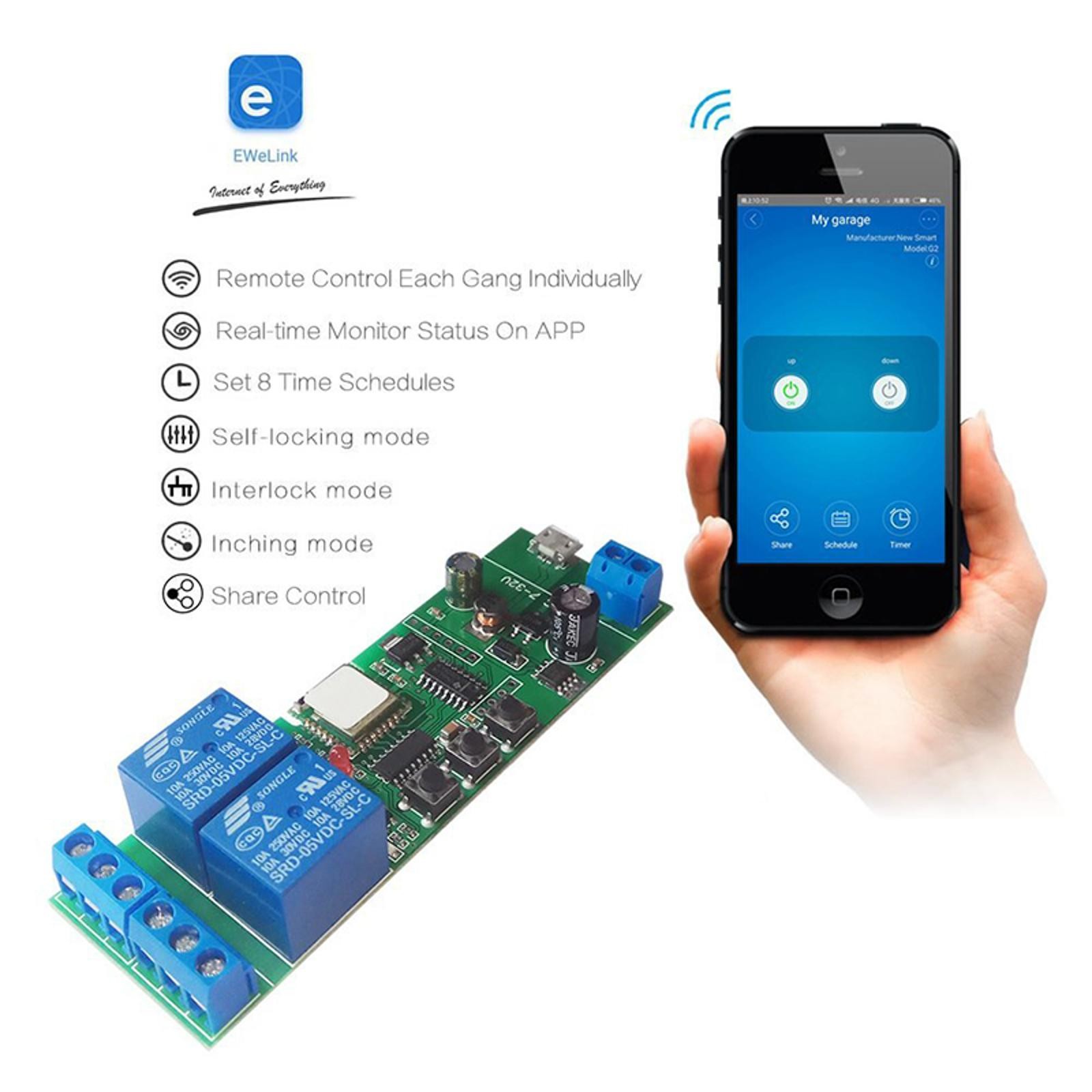 EWelink WiFi Relay Inching Self-Locking Interlock Switch Module Remote On/Off