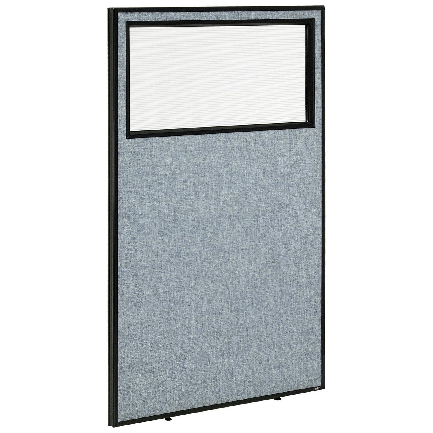 36-1/4"W x 60"H Office Partition Panel with Partial Window Blue